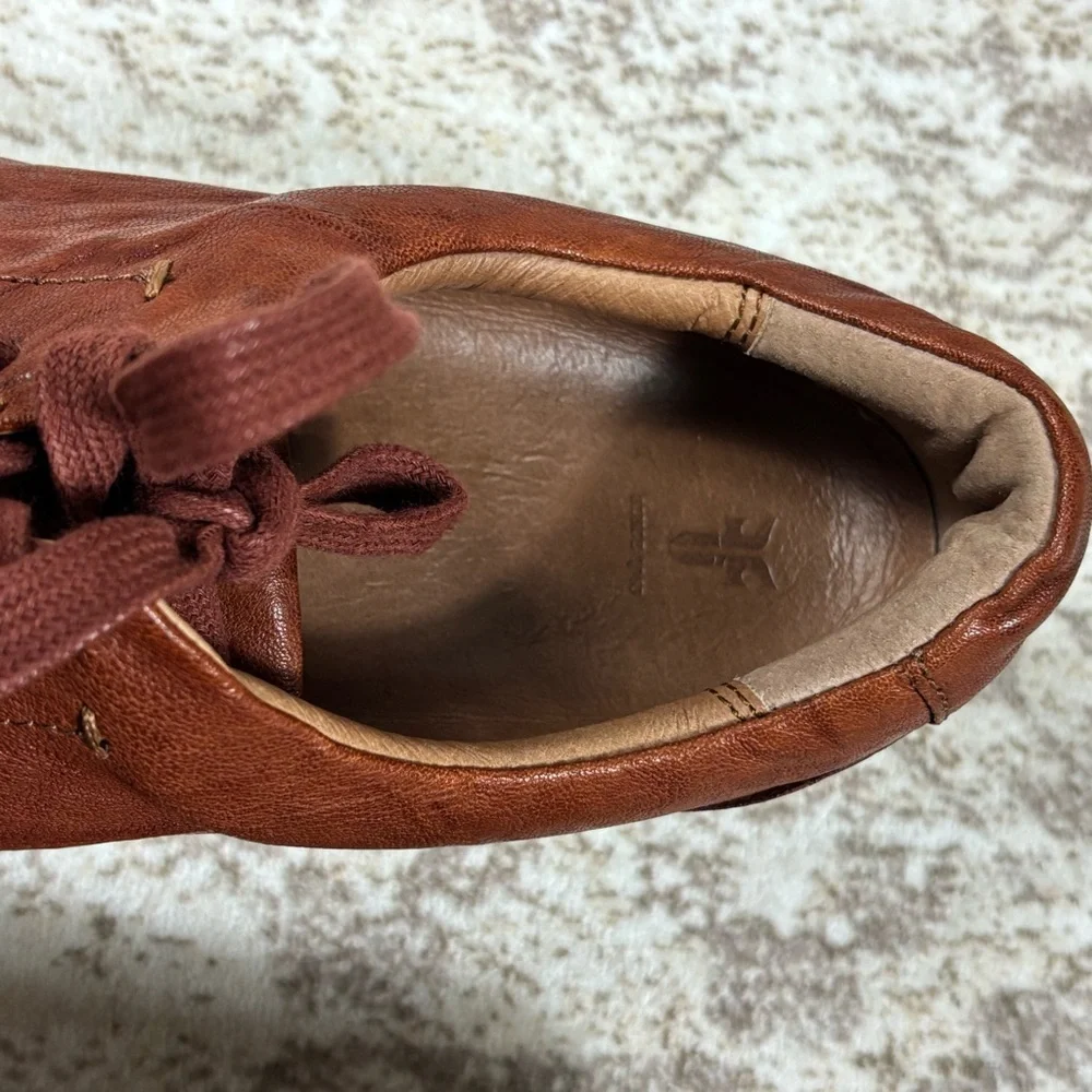 Frye Ivy Low‎ Lace Sneaker Size 9 Cognac